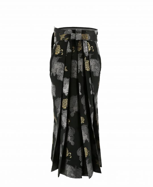 男性用袴単品レンタル(成人式・結婚式・卒業式)黒・グレー唐獅子と金牡丹[身長170cm]No.145